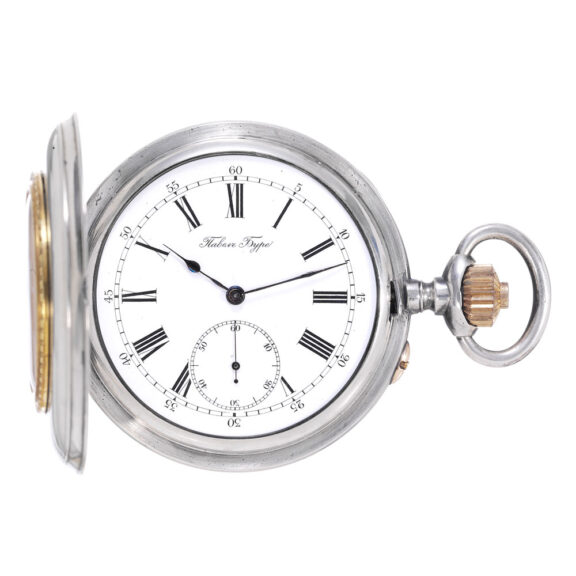 Swiss silver hunting cased lever presentation watch Circa 1890