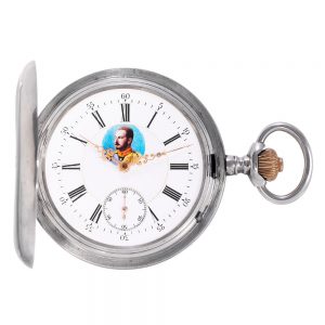 Swiss silver hunting cased lever presentation watch Circa 1900