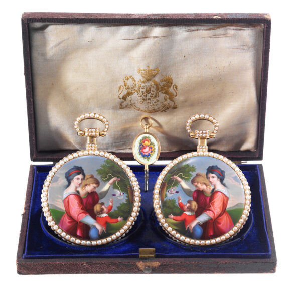Magnificent Swiss mirror image pair of gold watches Circa 1815