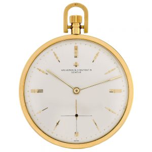 Elegant Swiss gold open faced lever dress watch Circa 1955