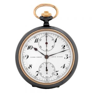 Swiss gunmetal and rose gold lever chronograph Circa 1935