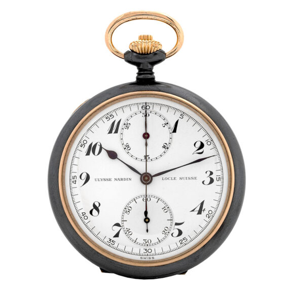 Swiss gunmetal and rose gold lever chronograph Circa 1935