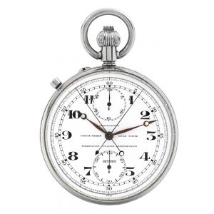 Swiss stainless steel open faced lever chronograph Circa 1956