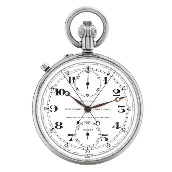 Swiss stainless steel open faced lever chronograph Circa 1956