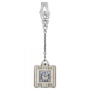 French white gold square Art Deco lever and chain Circa 1910