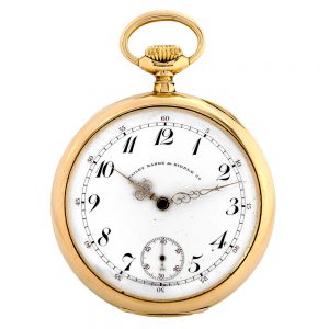 Swiss 18 carat gold open faced keyless lever watch Circa 1902