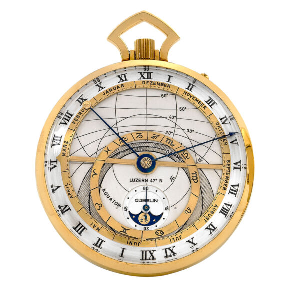 Swiss 18k gold double sided astronomical watch Circa 1983