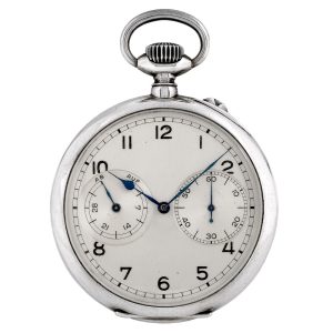 German silver lever deck watch with power reserve Circa 1940