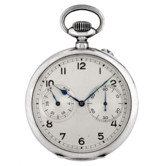 German silver lever deck watch with power reserve Circa 1940