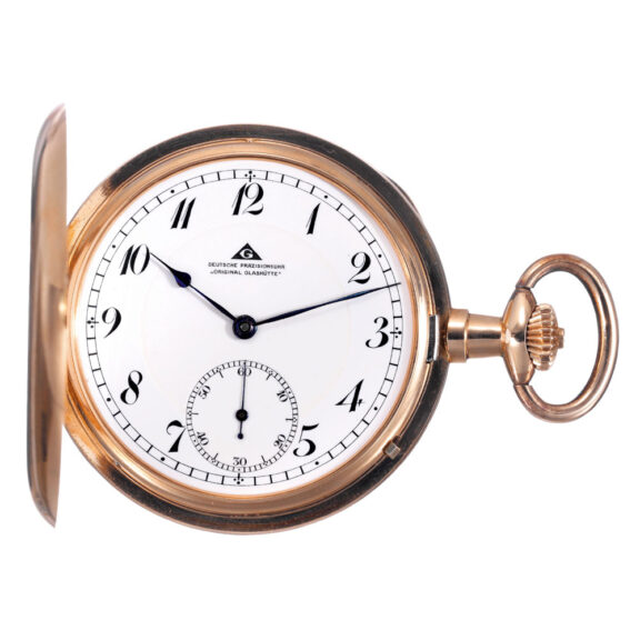 Slim German 14k rose gold hunting cased lever Circa 1930
