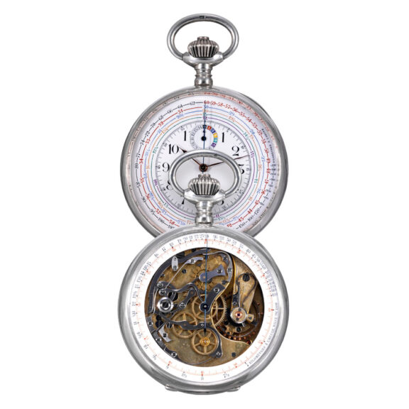 Rare Swiss silver double dialed lever chronograph Circa 1906 Rare Swiss silver double dialed lever chronograph Circa 1906