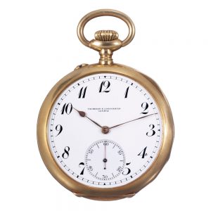 Swiss gold open faced keyless lever pocket watch Circa 1905