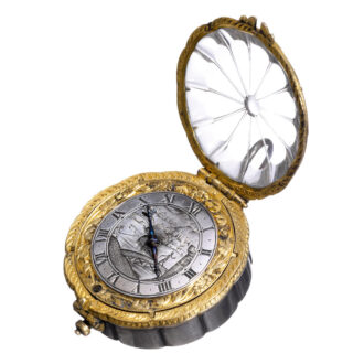 Swiss gilt brass, rock crystal and silver verge watch Circa 1640