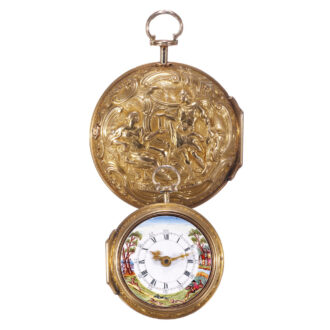 English 20k gold pair cased repoussé verge watch Circa 1760