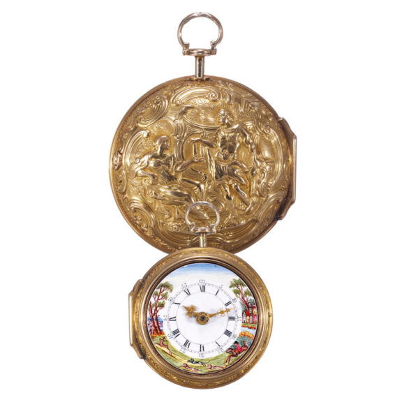English 20k gold pair cased repoussé verge watch Circa 1760 English 20k gold pair cased repoussé verge watch Circa 1760