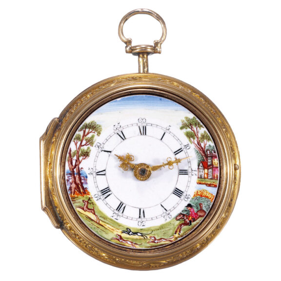 English 20k gold pair cased repoussé verge watch Circa 1760