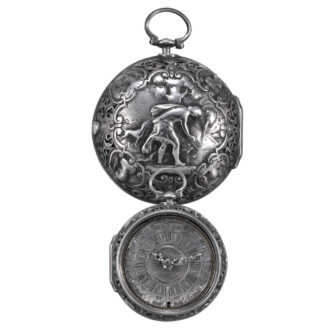 French silver pair cased repoussé verge watch Circa 1734