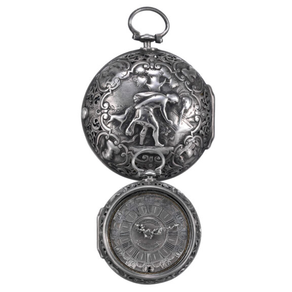 French silver pair cased repoussé verge watch Circa 1734 French silver pair cased repoussé verge watch Circa 1734
