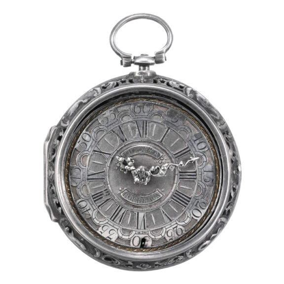 French silver pair cased repoussé verge watch Circa 1734