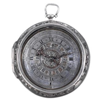 Swiss repoussé astronomical verge with alarm Circa 1750