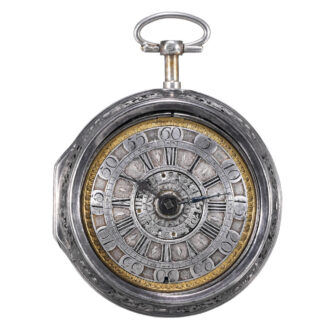German silver pair cased verge watch with alarm Circa 1720