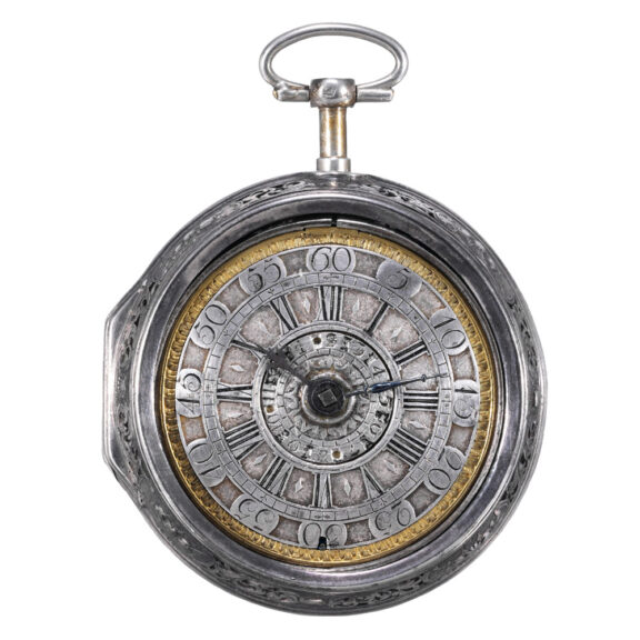 German silver pair cased verge watch with alarm Circa 1720