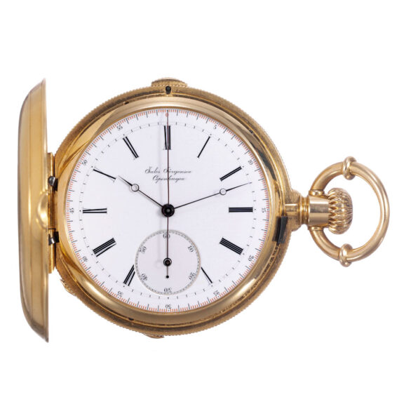 Swiss 18k gold hunting cased lever chronograph Circa 1870