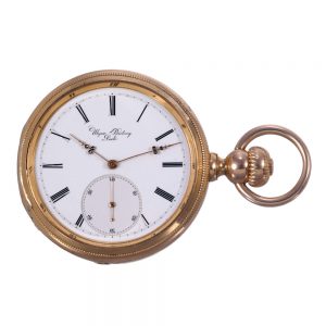 Swiss 18k rose gold open faced pocket chronometer Circa 1865