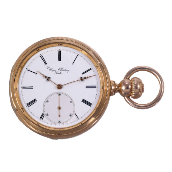 Swiss 18k rose gold open faced pocket chronometer Circa 1865