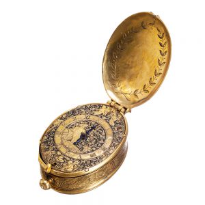 French gilt brass single handed oval pendant watch Circa 1615