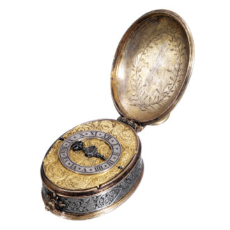 English gilt brass single handed oval pendant watch Circa 1630