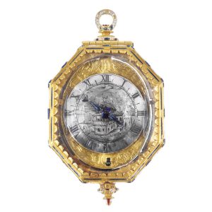Swiss gold, champlevé and rock crystal verge Circa 1630