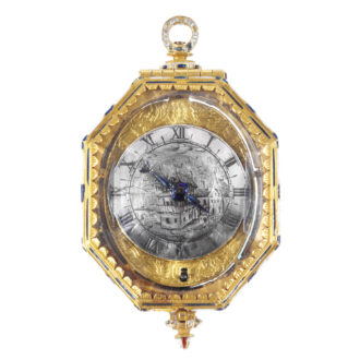 Swiss gold, champlevé and rock crystal verge Circa 1630