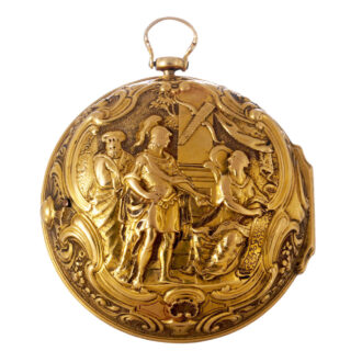 English 20k gold pair cased repoussé verge circa 1724