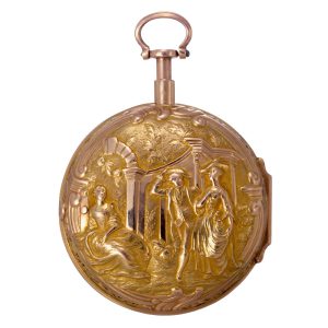 English gold half quarter repeating repoussé verge Circa 1740