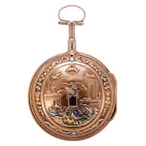 Swiss multi-coloured gold quarter repeating verge Circa 1780