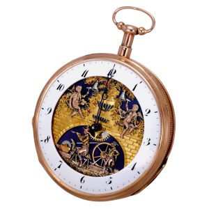 Swiss 18k rose gold quarter repeating automaton Circa 1810
