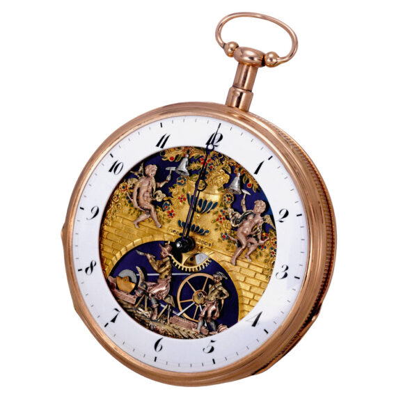 Swiss 18k rose gold quarter repeating automaton Circa 1810