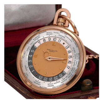 Swiss 18k rose gold lever World Time dress watch Circa 1948