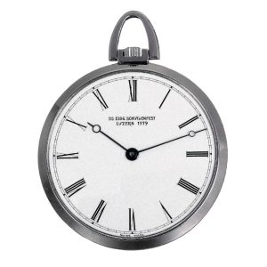 Swiss platinum lever with relief case by Hans Erni Circa 1979