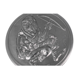 Swiss platinum lever with relief case by Hans Erni Circa 1979