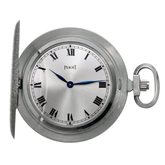 Elegant Swiss white gold hunting cased lever watch Circa 1975