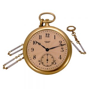 French 18k gold lever dress watch with long chain Circa 1915