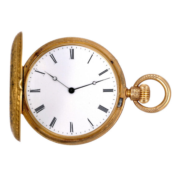 Swiss 18k gold and enamel lever pendant watch Circa 1867 Swiss 18k gold and enamel lever pendant watch Circa 1867