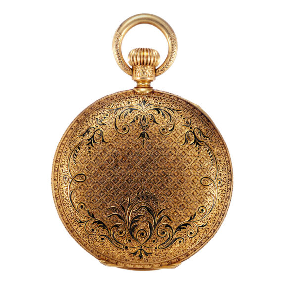 Swiss 18k gold and enamel lever pendant watch Circa 1867