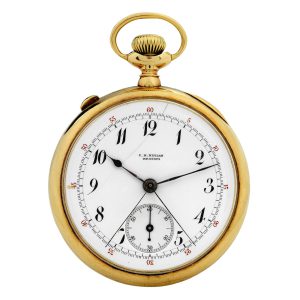 Swiss 18k gold split seconds lever chronograph Circa 1895