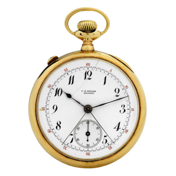 Swiss 18k gold split seconds lever chronograph Circa 1895