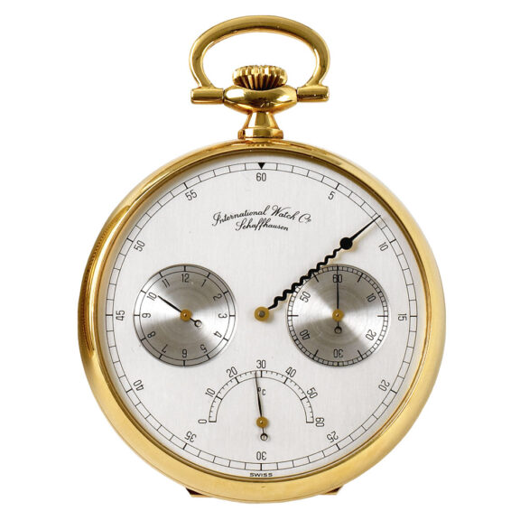 Swiss 18k gold open-faced lever with thermometer Circa 1985
