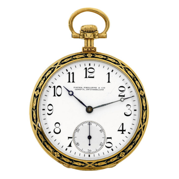 Swiss 18k gold and enamel open faced lever watch Circa 1908