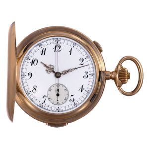 Swiss 18k gold quarter repeating lever chronograph Circa 1890